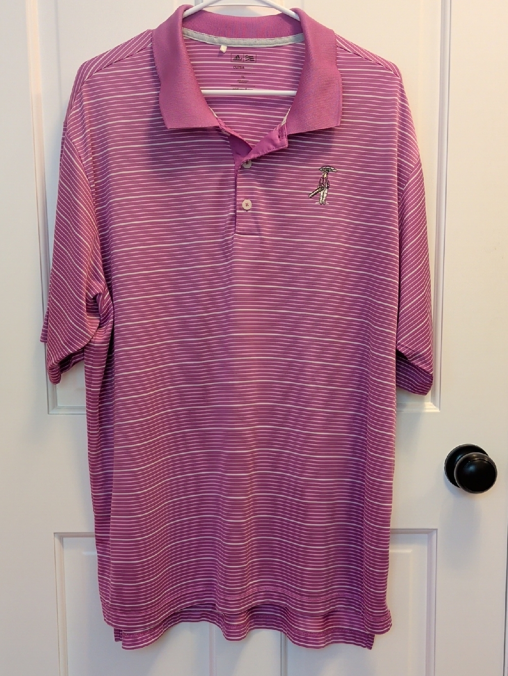 Glen Oak Country Club adidas Men’s Pink Striped Golf Polo